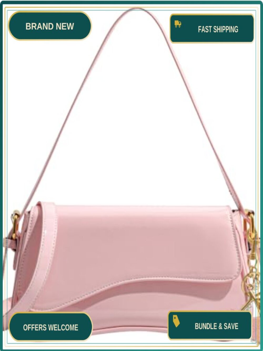PU Leather Hobo Shoulder Bag with Cherry Pendant Crossbody Purse Mini